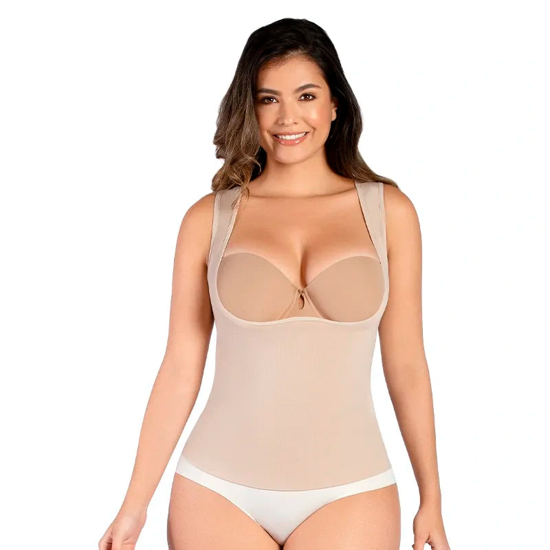 3568 Essential Open Bust Control Tank – seamless open-bust tank top shapewear for waist, abdomen, and back shaping